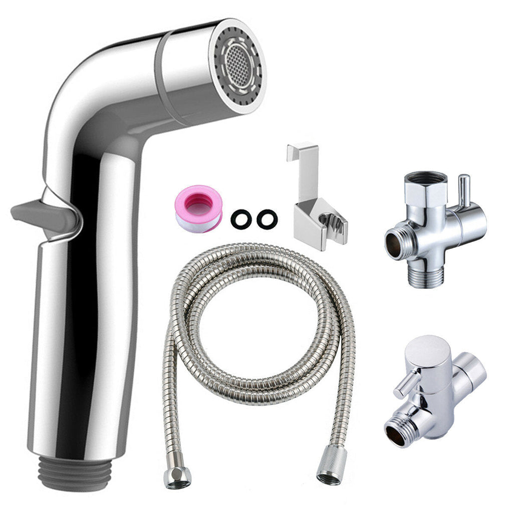 Handheld Toilet Bidet Sprayer Set Douche Bathroom Diaper Hose Holder Kit