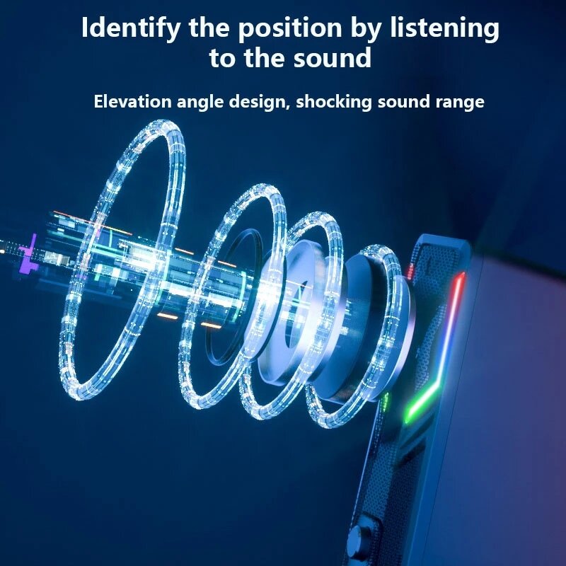 Gaming Speaker Computer Speaker 2.0 Channel RGB Colorful Light Stereo Bass 3.5mm AUX USB Wired Computer Speaker