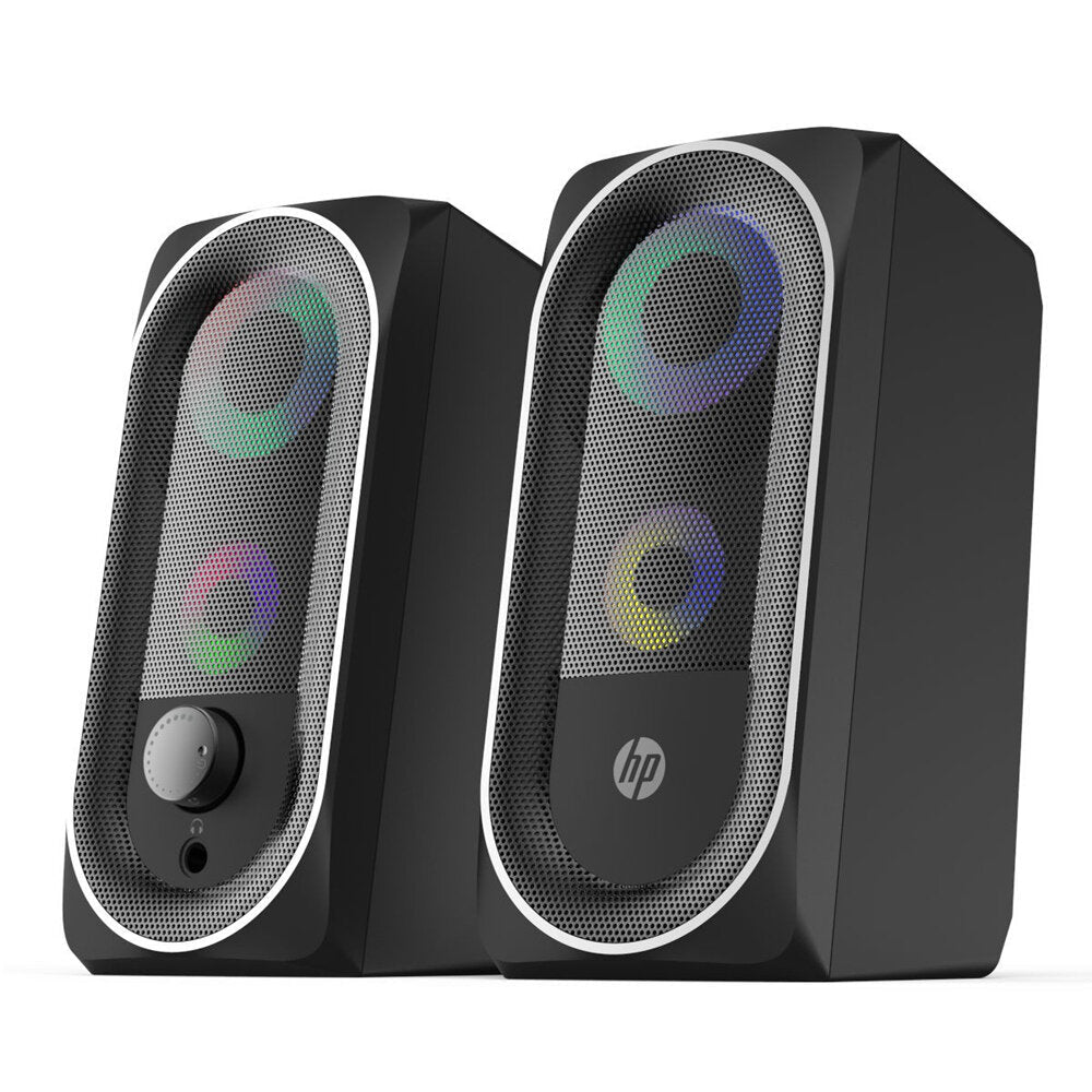 Mini Speaker Deep Bass RGB Streamer Light Effect 3.5mm USB Powered Desktop Loudspeaker for Laptop Computer Phone