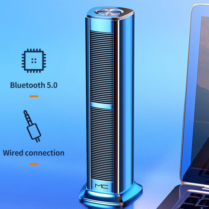 Vertical Bluetooth 5.0 Speaker Soundbar Subwoofer Powerful Bass Hi-Fi Stereo Sound for Laptop PC Theater TV Aux 3.5mm