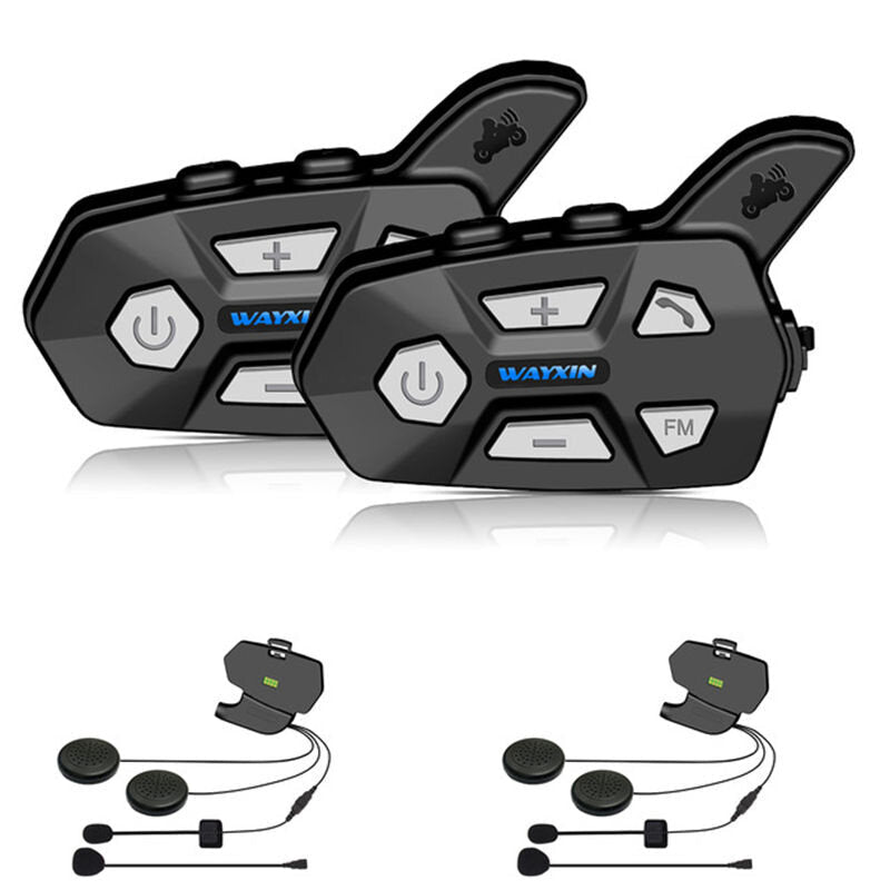 2pcs Bluetooth Intercom 2 Rider FM Motorcycle Bluetooth Helmet Intercom 1000M MOTO Interphone Helmet Headsets