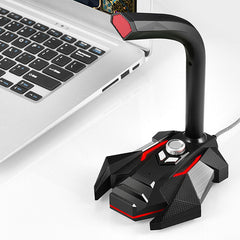 Multifunctional USB 3.5mm LED Wired Omnidirectionnel Game Microphone with Dual Mics HD Smart Sound Card for Computer Laptop