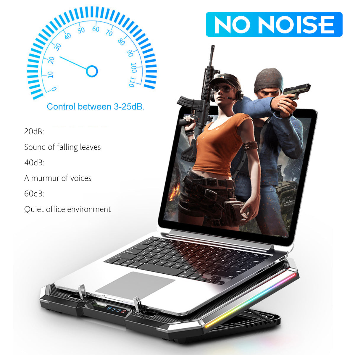 LCD Screen Notebook Cooler 6 Fan 6 Light Key Controlled RGB luminescence Computer Cooling Base Laptop Cooling Pads