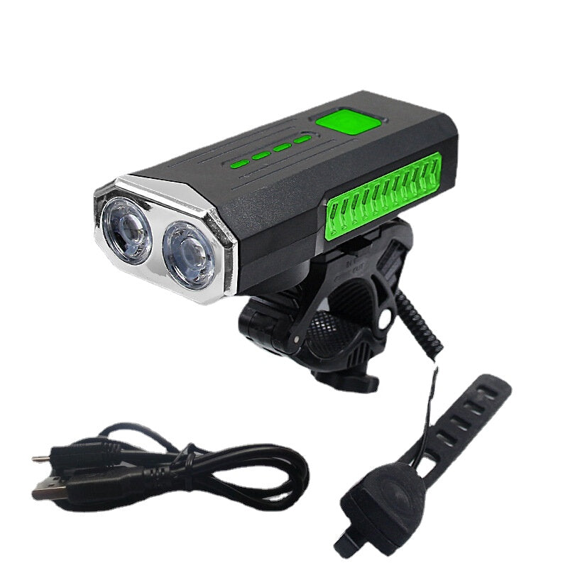 2-in-1 400LM 2xT6 Bike Light 3 Modes Adjustable USB Charging Bicycle Front Lamp 6 Modes 120dB Horn with Mount Holder