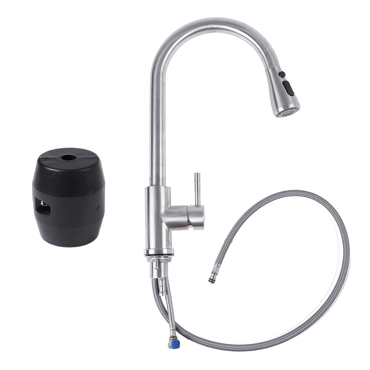 Kitchen Pull-Out Faucet Tap Mixer Spout Finish Brushed Swivel Spray 360