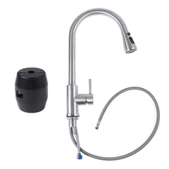 Kitchen Pull-Out Faucet Tap Mixer Spout Finish Brushed Swivel Spray 360