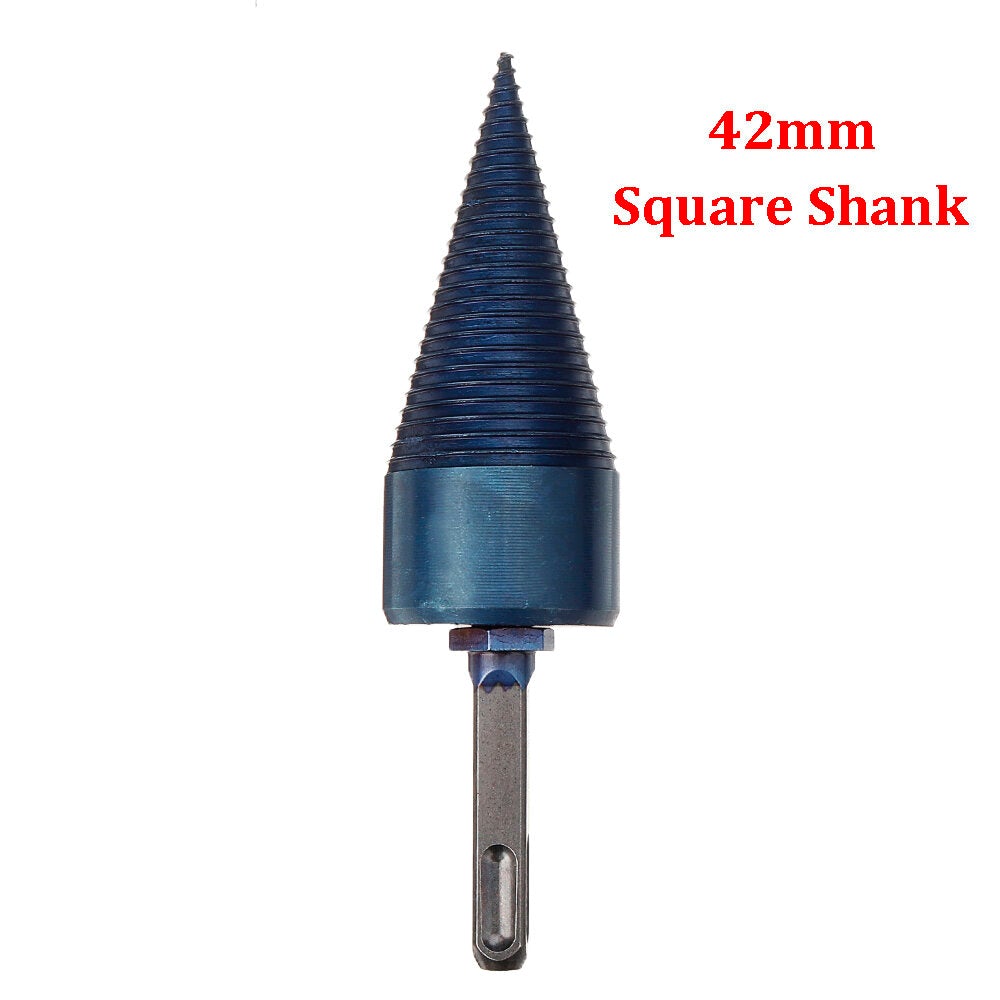 32/42mm Nano Blue Coated HSS Round/Square/Hex Shank Firewood Drill Bit Splitter Wood Split Cone For Tree Cutting