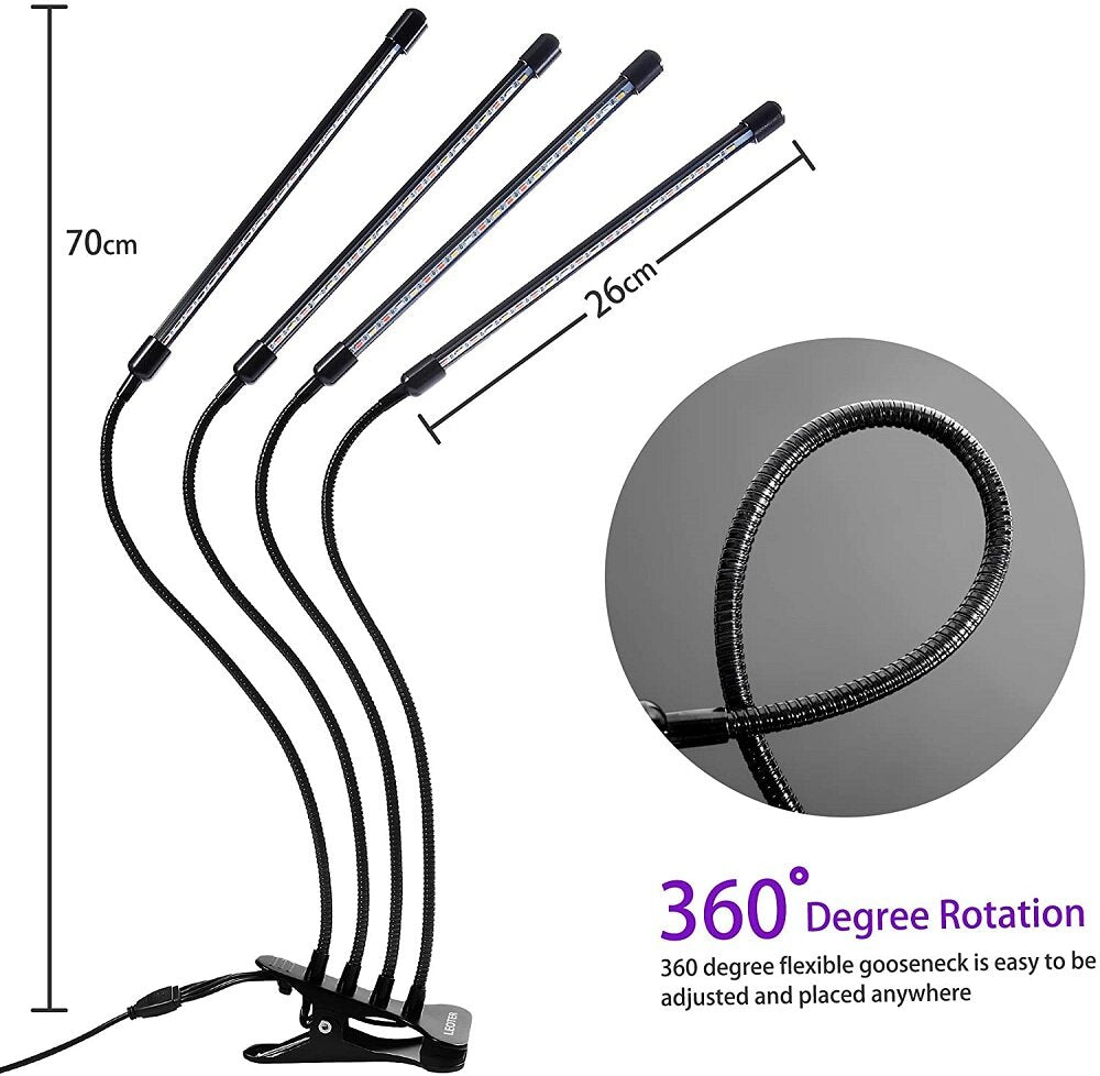 DC 5V 9W 18W 27W 36W 80 LED Grow Light with Timer Desktop Clip Full Spectrum PhytoLamps for Plants Flowers Grow Box