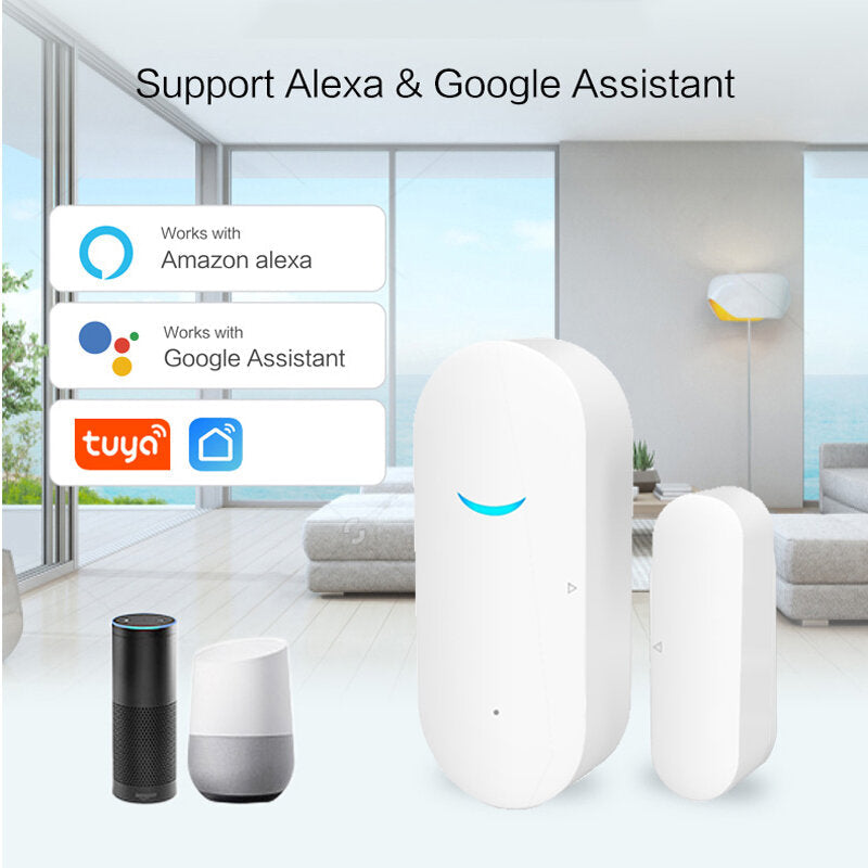 Door & Window Sensor Smart Door Magnetic Detector Sensor Wireless Alarm Work With Amazon Alexa Google Home,433MHz