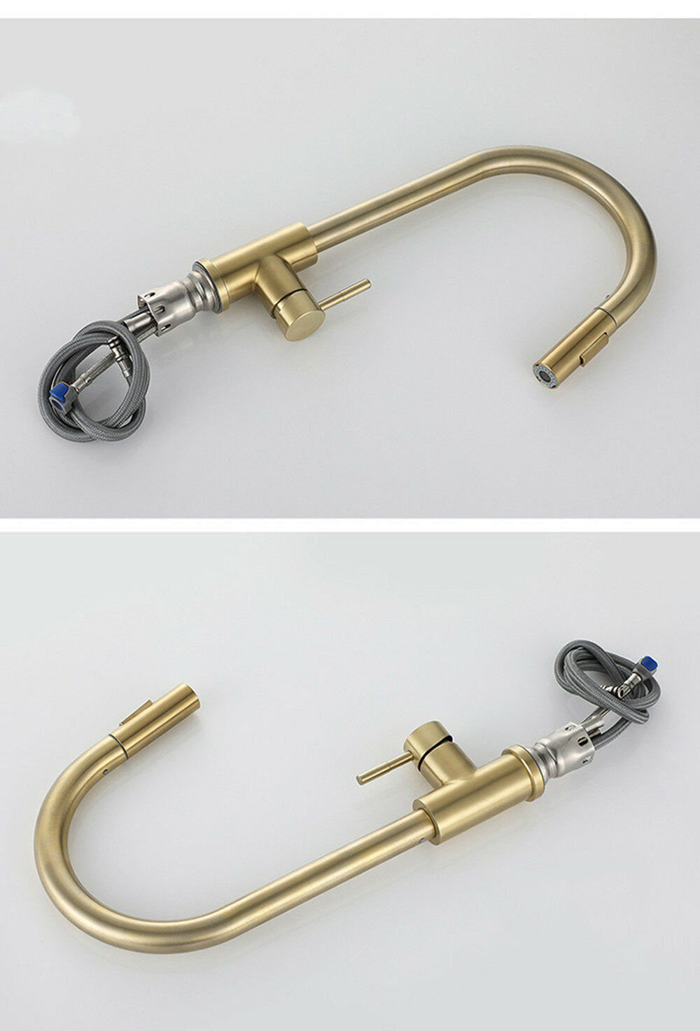 Brushed Gold Stainless Steel Kitchen Sink Faucets Mixer 360 Rotation Smart Touch Sensor Pull Out Hot Cold Water Tap Crane