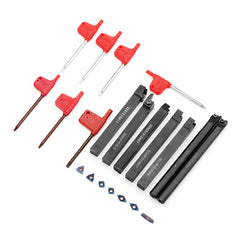 7pcs 12mm Shank Lathe Boring Bar Turning Tool Holder Set With Blue Nano Carbide Inserts