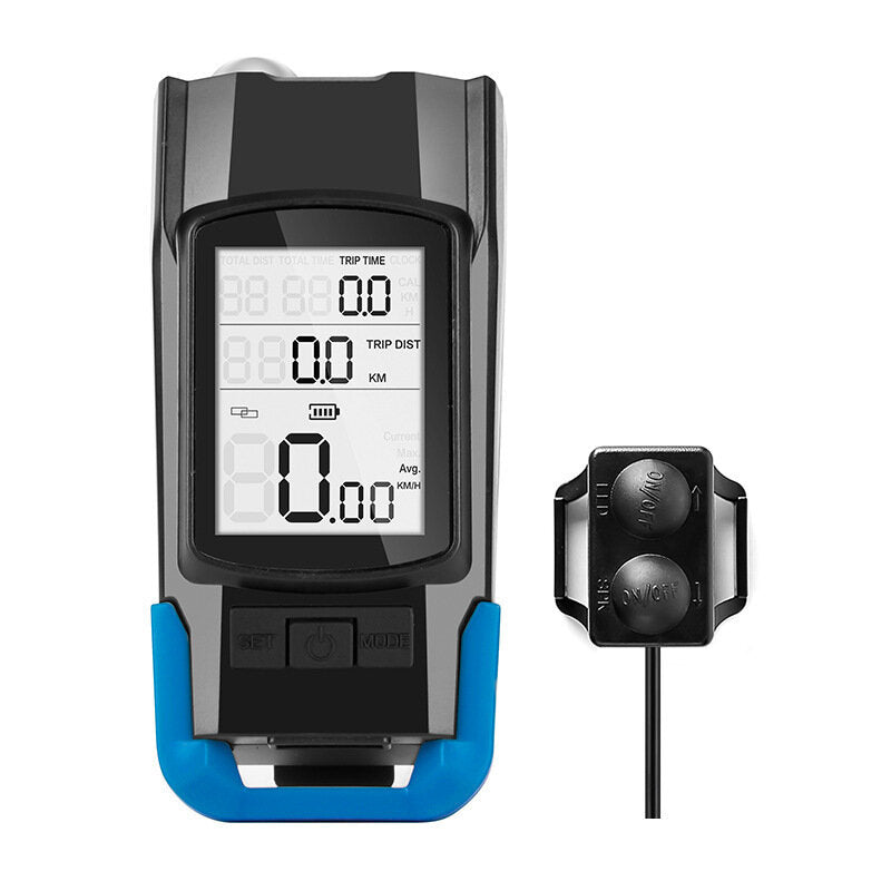 3-in-1 Bicycle Speedometer Wireless USB Rechargeable Double T6 LED Bike Light Bike Computer with Alarm Horn