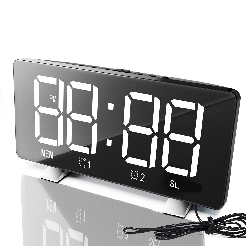 New LED Radio Alarm Clock Creative Snooze Electronic Clock USB Charging Digital Desk Clock