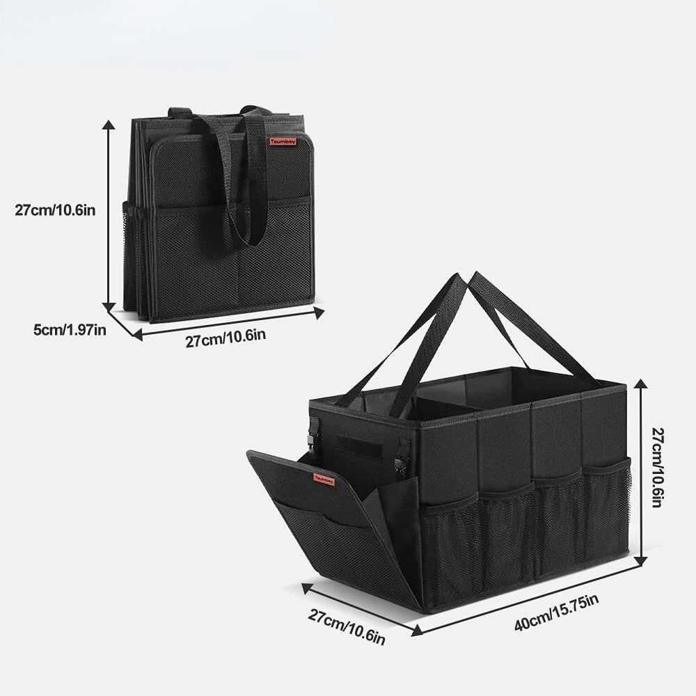 Black Car Storage Box Trash Storage Box 2 in 1 40*27*27cm
