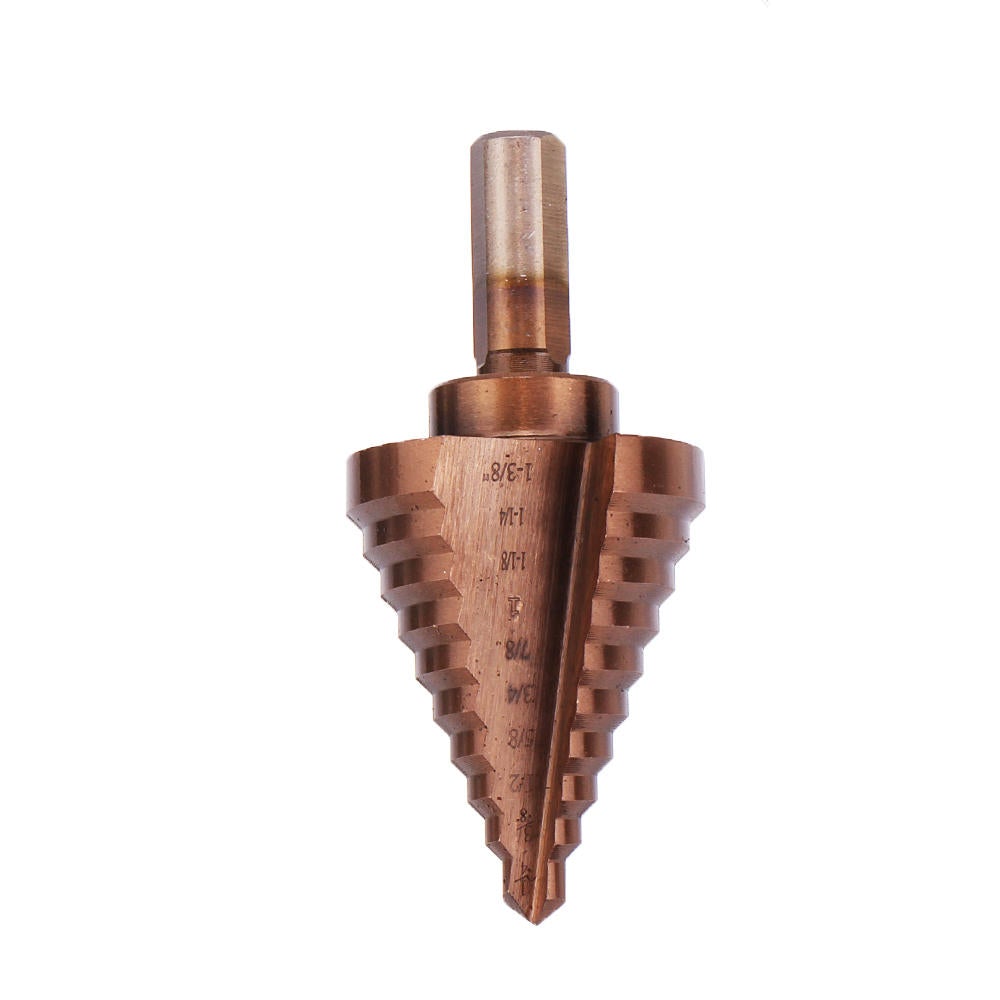 6Pcs HSS Bronze Coated Step Drill Bit With Center Punch Set Hole Cutter Drilling Tool