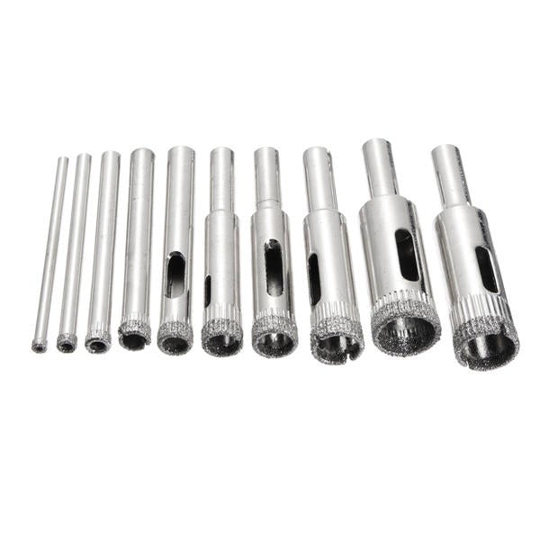 10pcs Diamond Hole Saw Drill Bit Set 3mm-13mm Tile Ceramic Glass Porcelain Marble