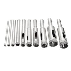 10pcs Diamond Hole Saw Drill Bit Set 3mm-13mm Tile Ceramic Glass Porcelain Marble