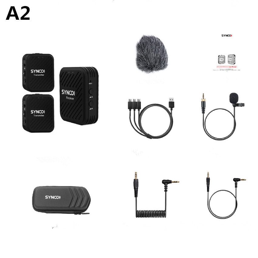 Wireless Microphone System 2.4GHz Interview Lavalier Lapel Mic Receiver Kit for Phones DSLR Tablet Camcorder
