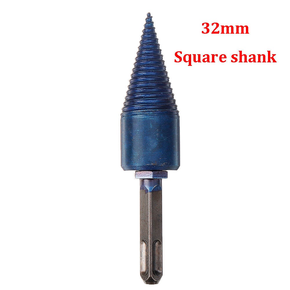 32/42mm Nano Blue Coated HSS Round/Square/Hex Shank Firewood Drill Bit Splitter Wood Split Cone For Tree Cutting