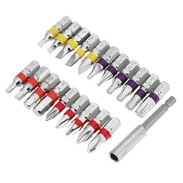 20pcs Torx Phillips Hex Slotted Screwdriver Bits with Extension Rod