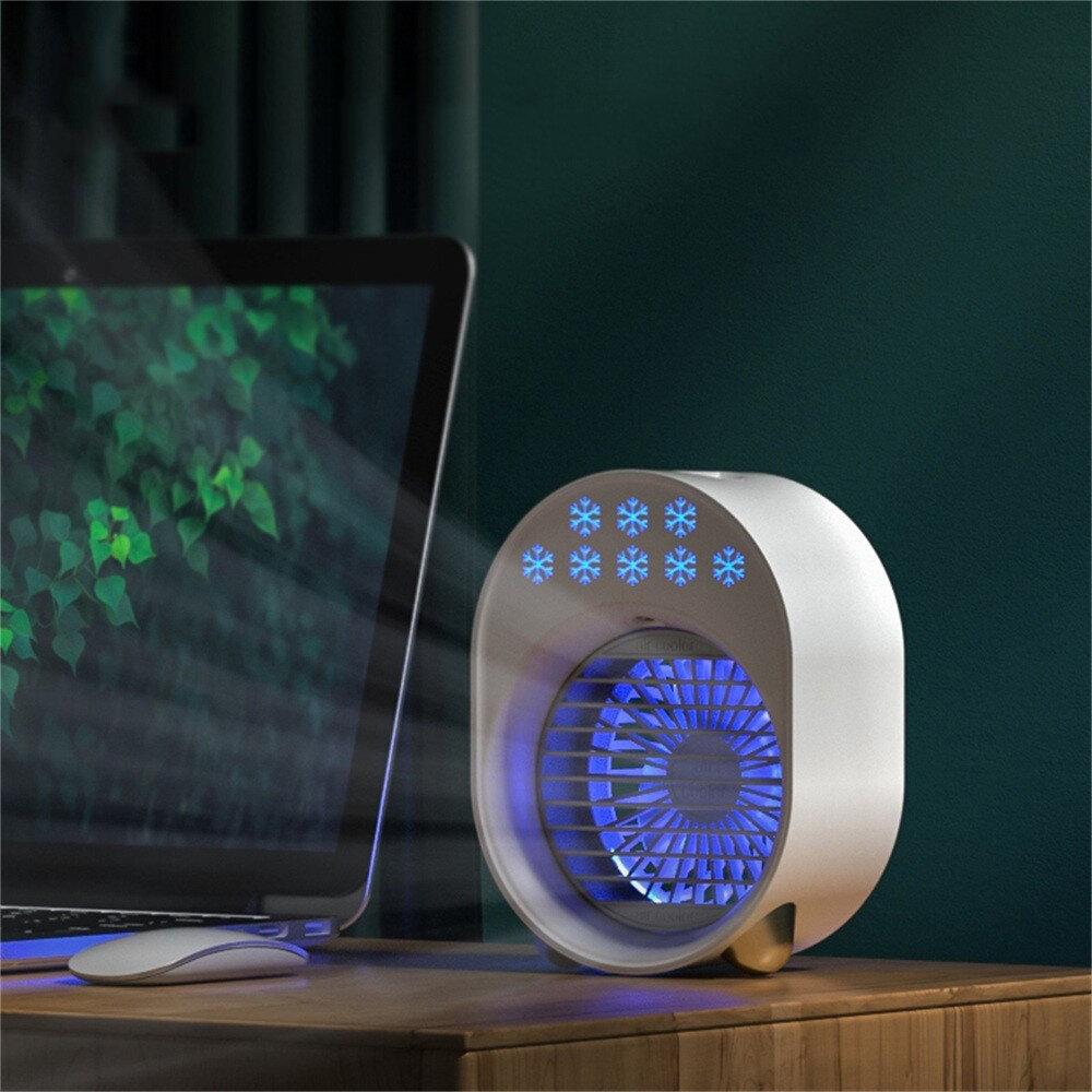 Mini Air Conditioner Portable USB Fan Air Cooler Humidifier 3 Speed Adjustable 6 Color Light Conditioning Purifier