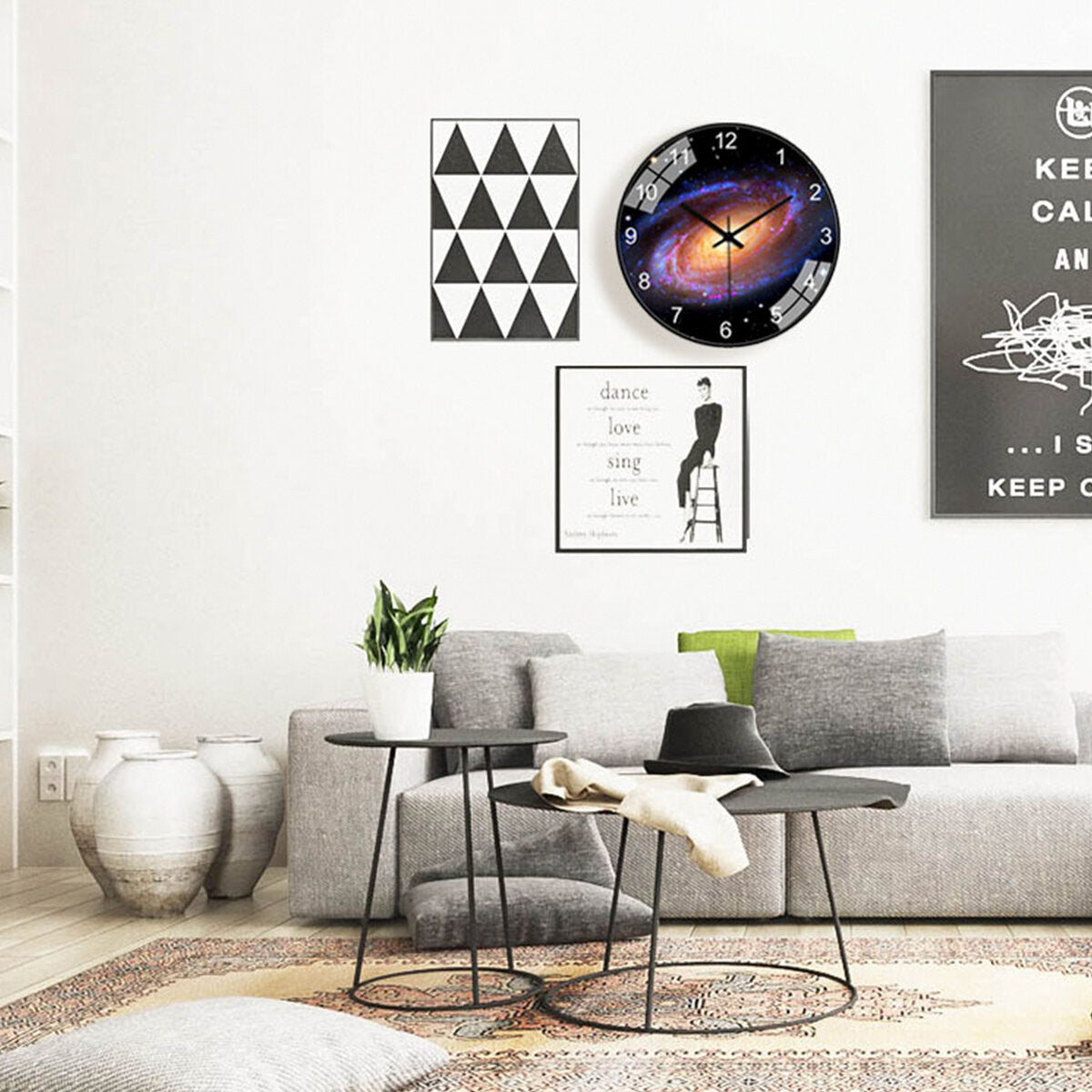 12 Inch/30cm Star Space Galaxy Wall Clock Silent Living Room Bedroom Creative Hanging Clock Home Office Ornament