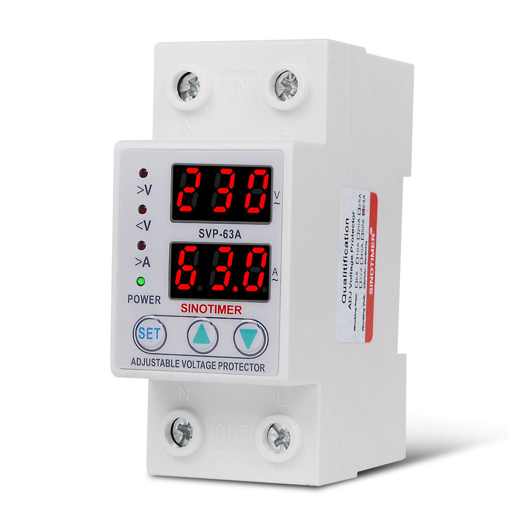 Single-phase Adjustable Self-recovery Intelligent Overvoltag 220V Protector LED Dual Display Automatic Reset Switch