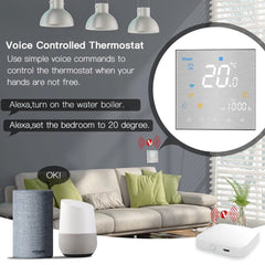 Smart Thermostat Temperature Controller Water/Electric Floor Heating Water/Gas Boiler Brushed Panel 2MQTT Alexa Google Smart Life