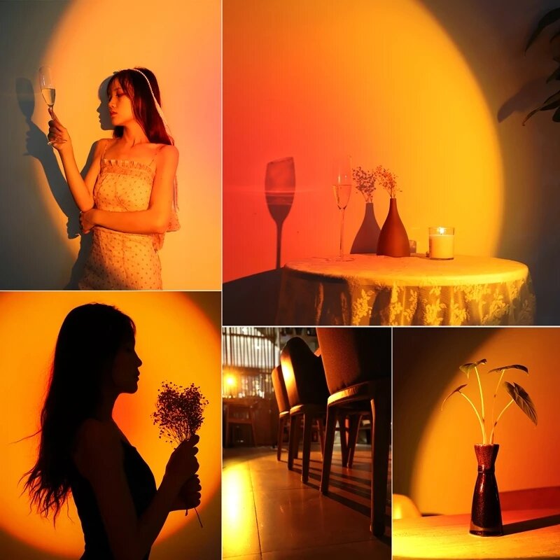 Sunset Light Video Lights for Photography Ins Live Streaming Projector Atmosphere Light Night Lamp Bar Coffee Stores