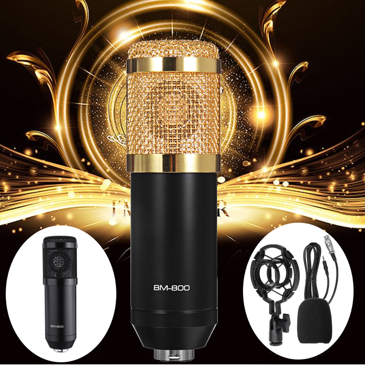 Professional Studio Condenser Microphone 3.5mm Wired Sound Recording For Computer Karaoke KTV