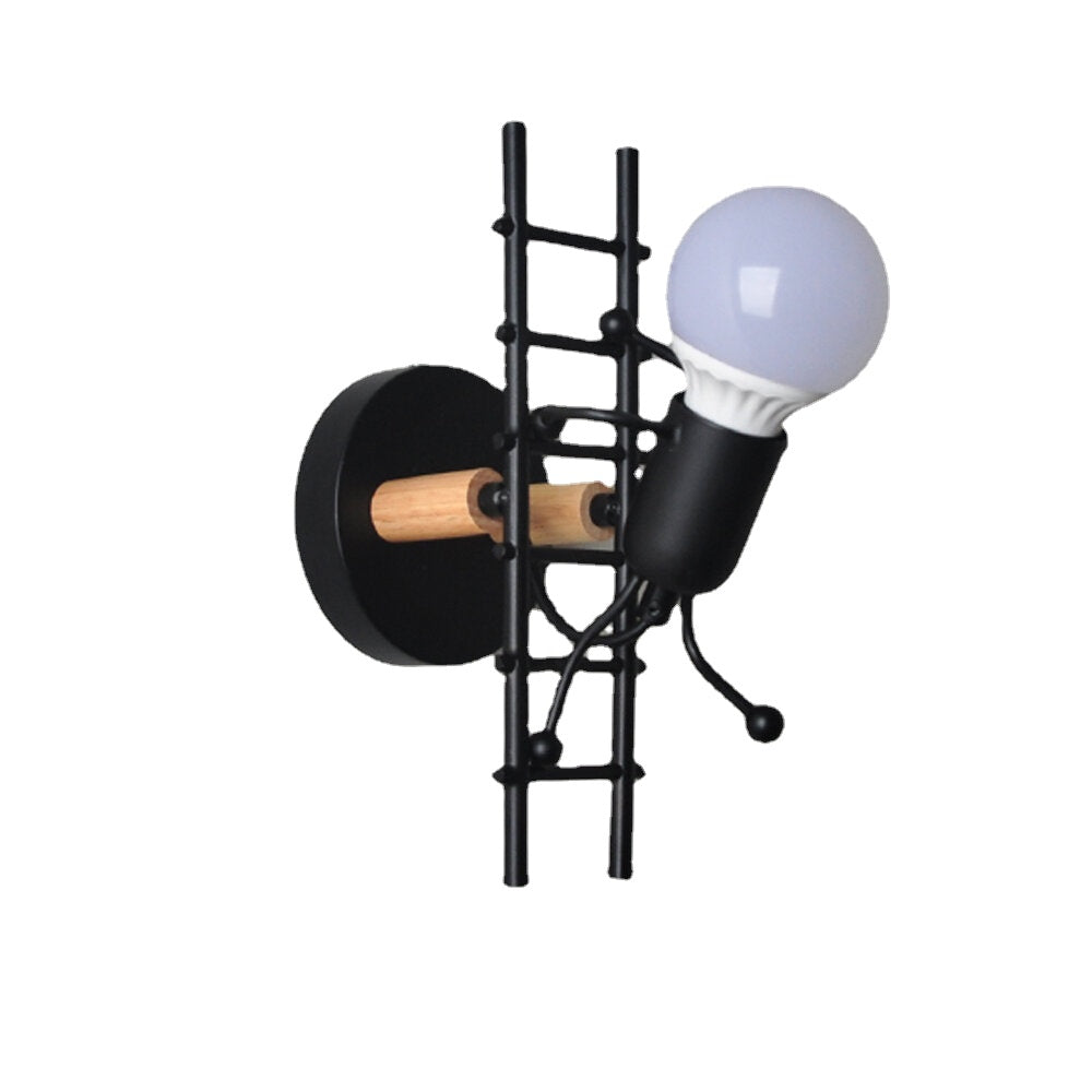 Wall Lamp Creative Small Man Iron Lights Metal Simple Cartoon Robot Sconce Lamps For Indoor Art Decor Light Without Bulb