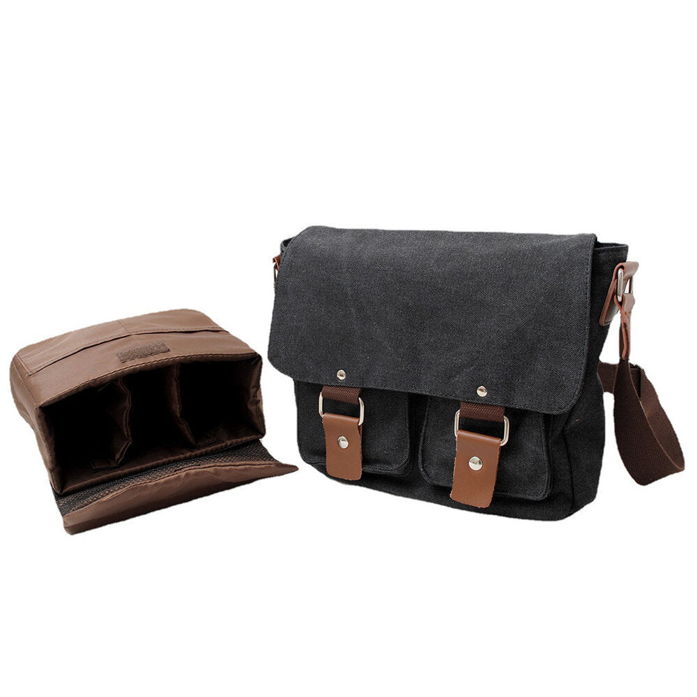 Canvas Camera Bag Shoulder Bags Messenger Bag with Inner Tank for Canon for Sony for Nikon Micro SLR Camera