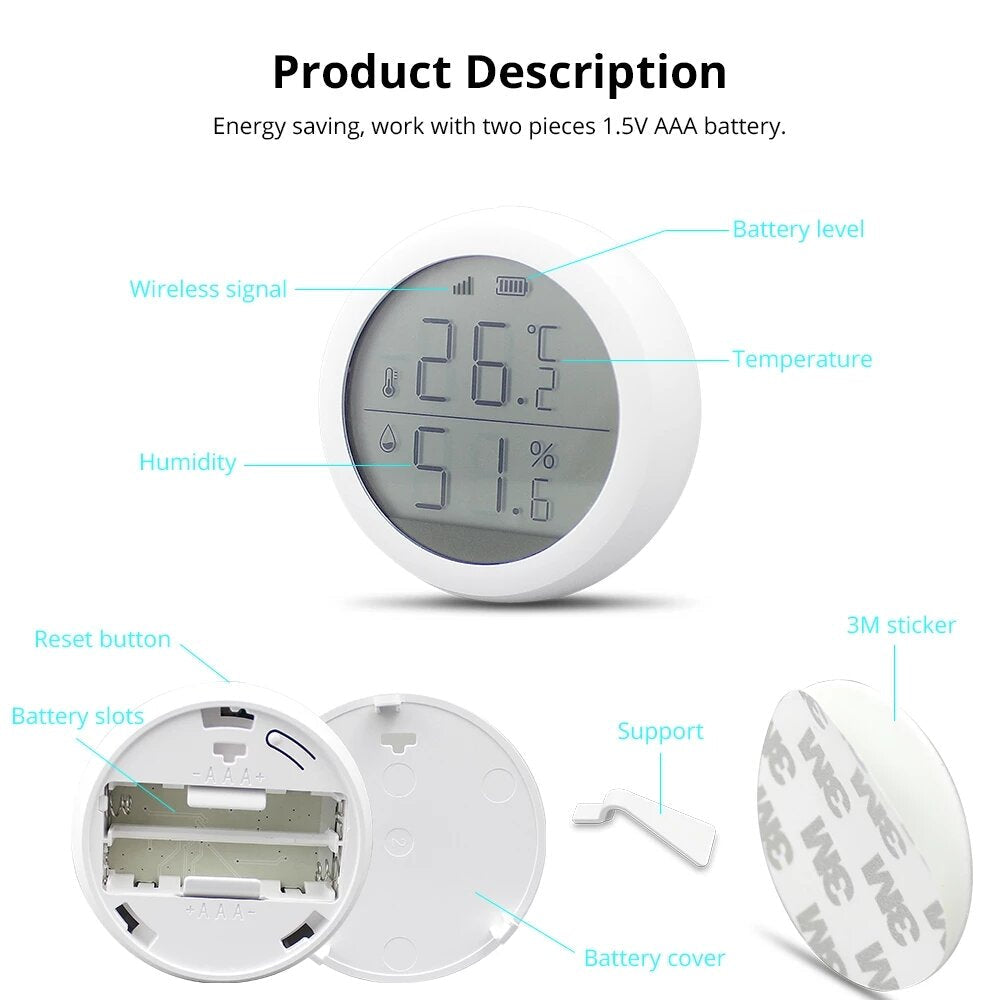 Temperature and Humidity Sensor with LCD Screen Display Real Time Monitor Smart Home Intelligent Linkage