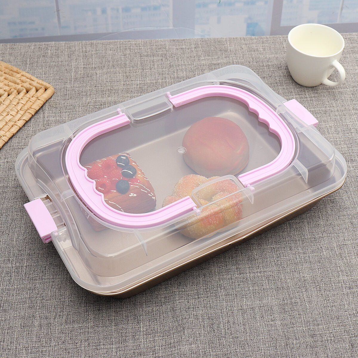 Cake Pan Carbon Steel Cook & Carry Pan Kitchen Baking Tray Bakeware With Lid