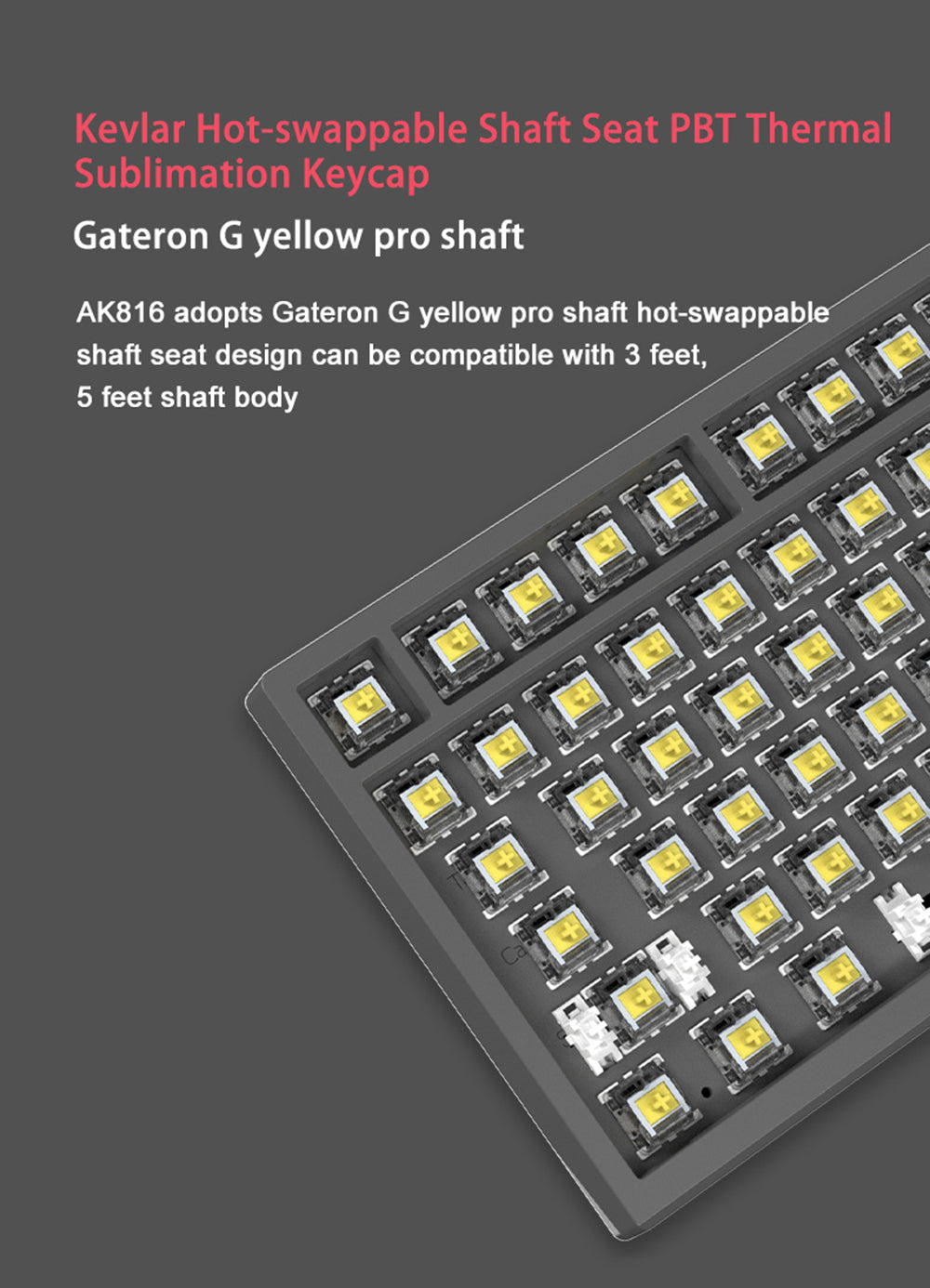 Mechanical Keyboard 81 Keys PBT Sublimation MDA Profile Keycaps Triple-Mode