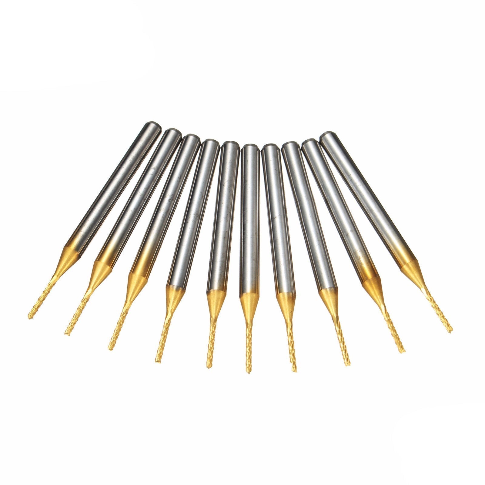 10pcs 1.0mm Carbide PCB Bits 1/8 Inch Shank Titanium Coated End Mill Engraving Bits