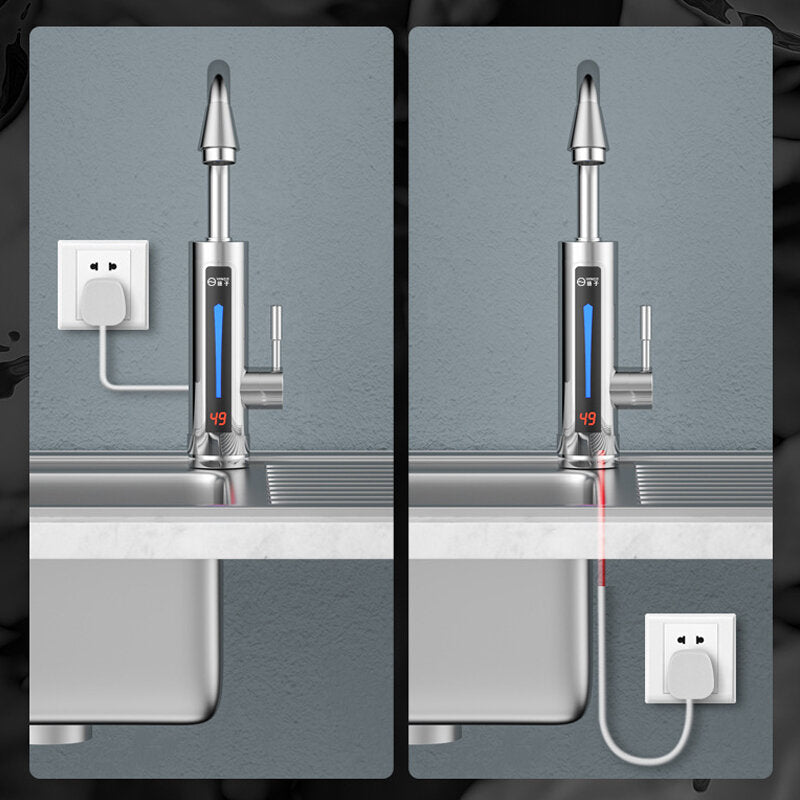 3300W Electric Hot Water Heater Faucet LED Ambient Light Temperature Display Instant Heating Tap