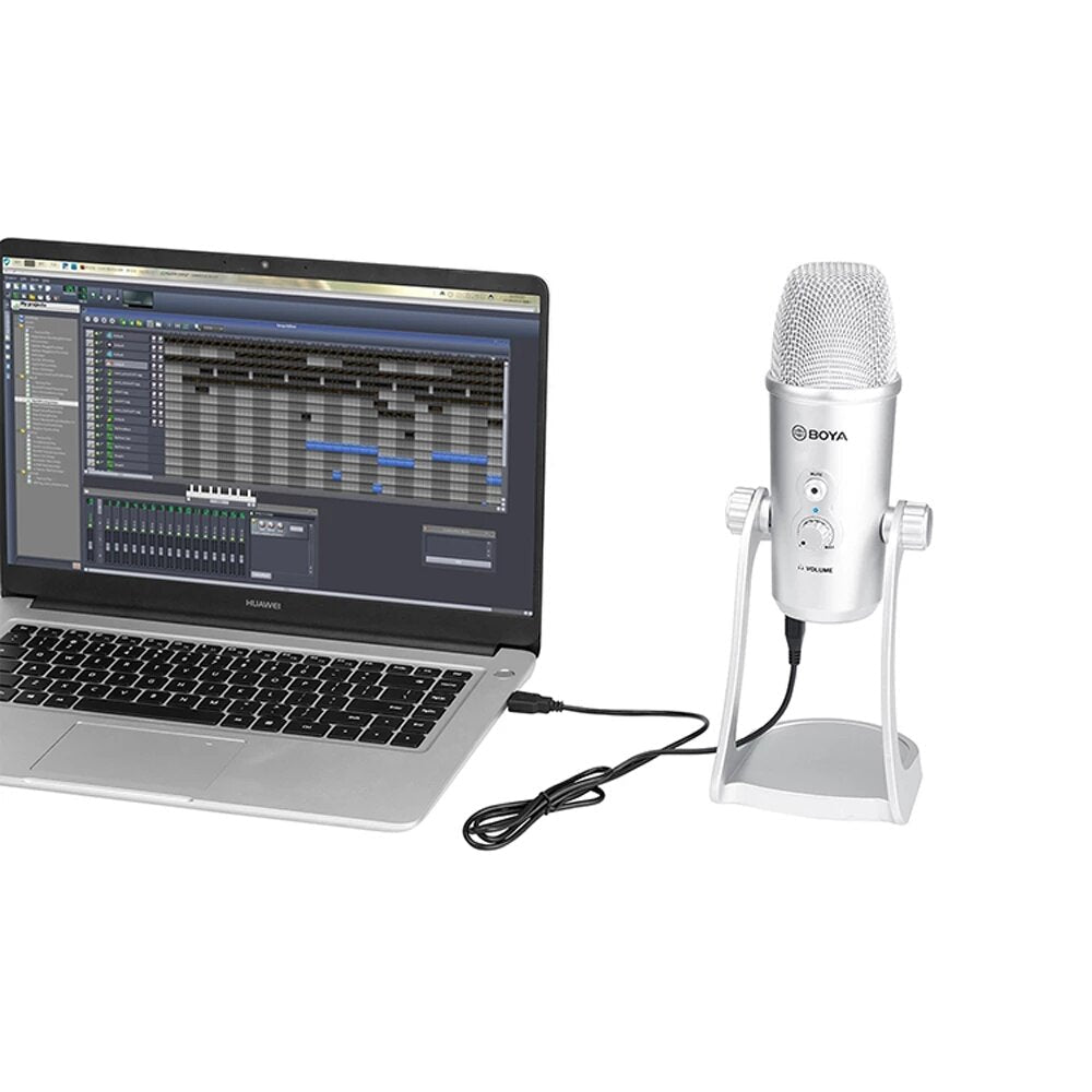 USB Microphone Stereo Condenser Mic for iPhone Android Smartphone Windows Computer Laptop PC Live Broadcast Interview