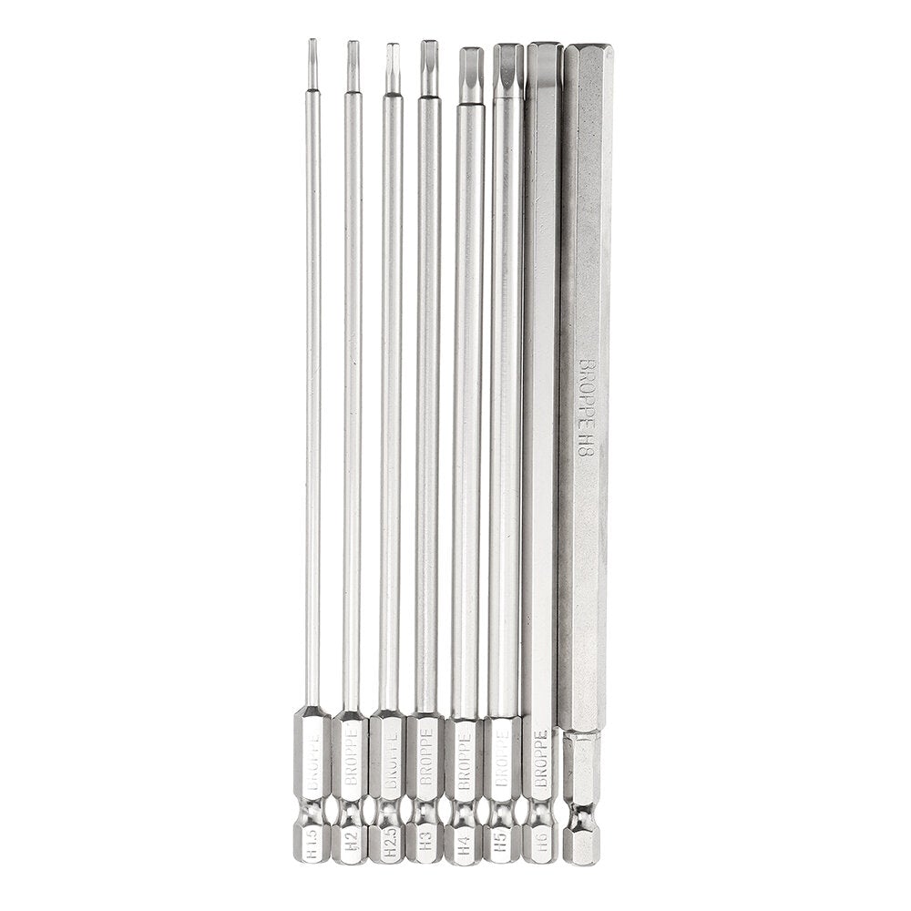 8Pcs 1/4" 150mm Hex Screwdriver Bits 1.5-8mm Magnetic Electronic Drill S2 Steel Hexagonal Screw Driver Bit Set Power Driver Tools