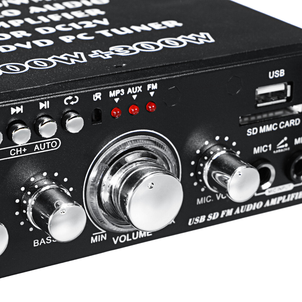 2x300W 110-220V Bluetooth Audio Power Amplifier EQ Stereo AMP Car Home 2CH AUX USB FM SD Hi-Fi Digital Radio