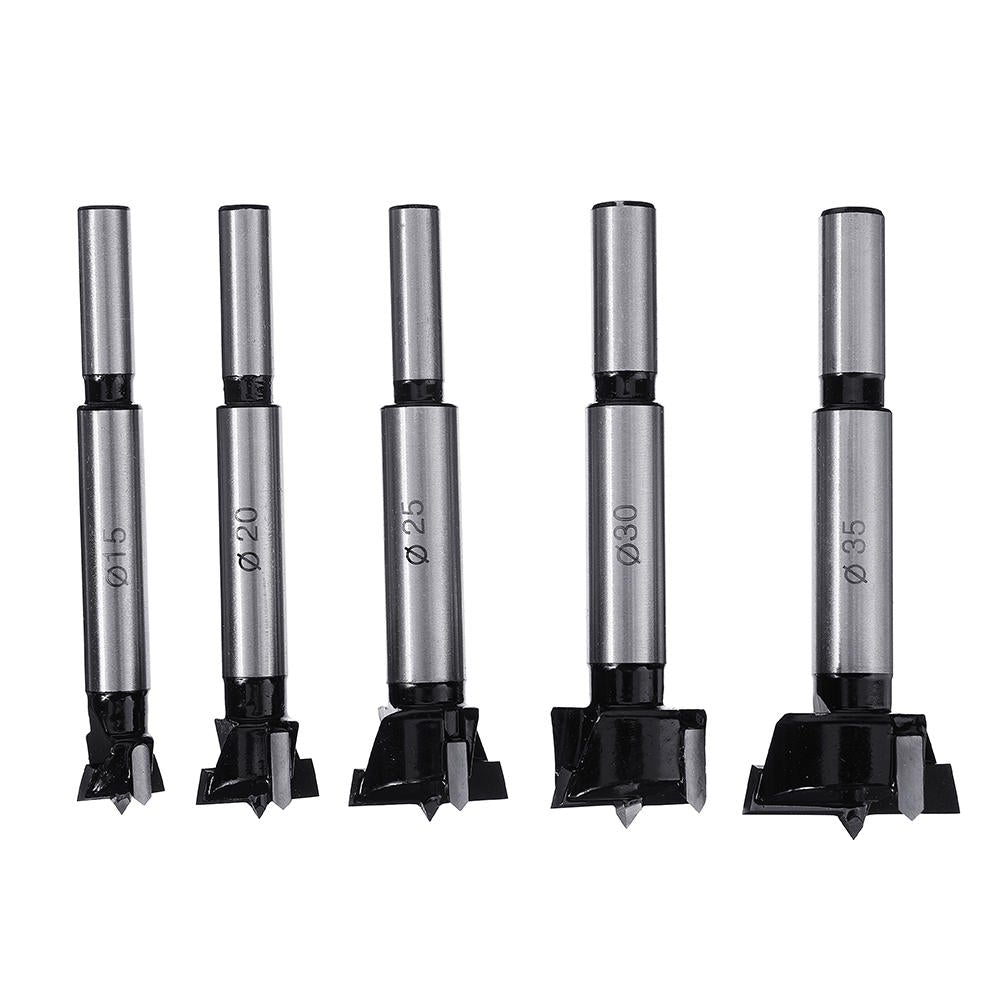 5pcs Professional Carbide Forstner Drill Bit Set 15 20 25 30 35mm Wood Auger Cutter Hole Saw For Power Tools