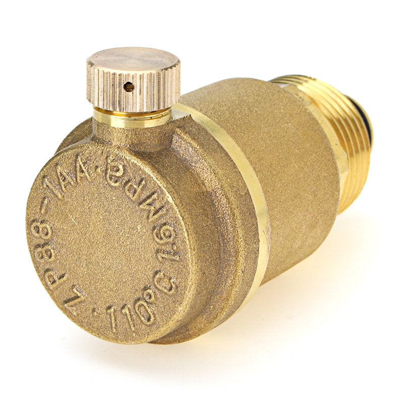 Brass Automatic Air Vent Valve Exhaust Safety Pressure Relief for Water Heater HVAC Pipeline System