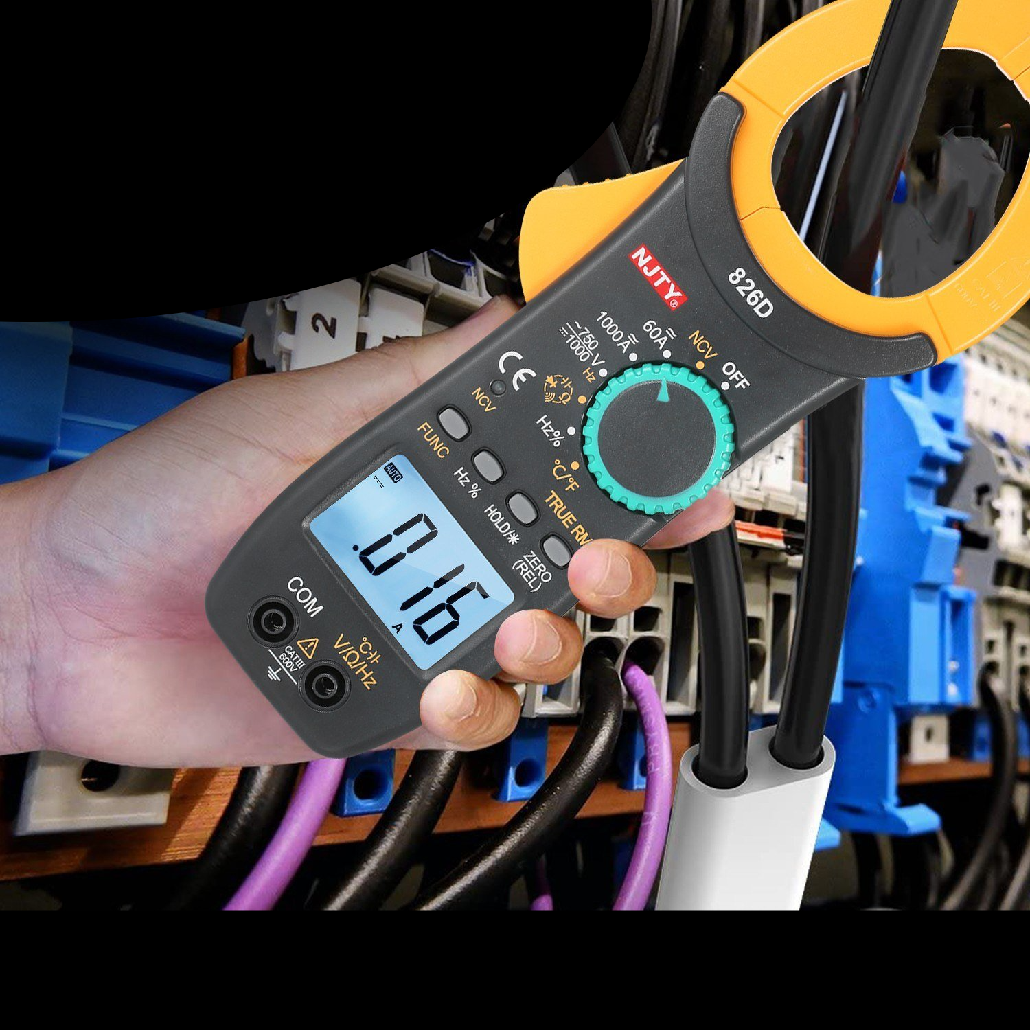1000A AC Clamp Meter Auto Range 6000 Counts 1.9-inch LCD Digital True RMS NCV Type Universal