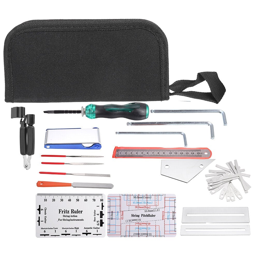 25PCS Guitar Tool Kit Repairing Maintenance Tools String Organizer Action Ruler Gauge Measuring Tool