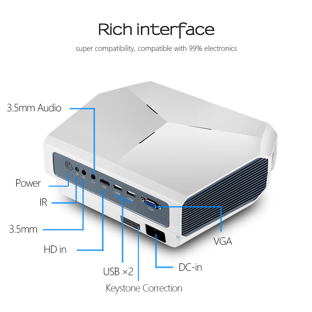 LED Projector 3800 Lumen Support 1080P 3000:1 Contrast Ratio Video 3D Mini Beamer Basic Version