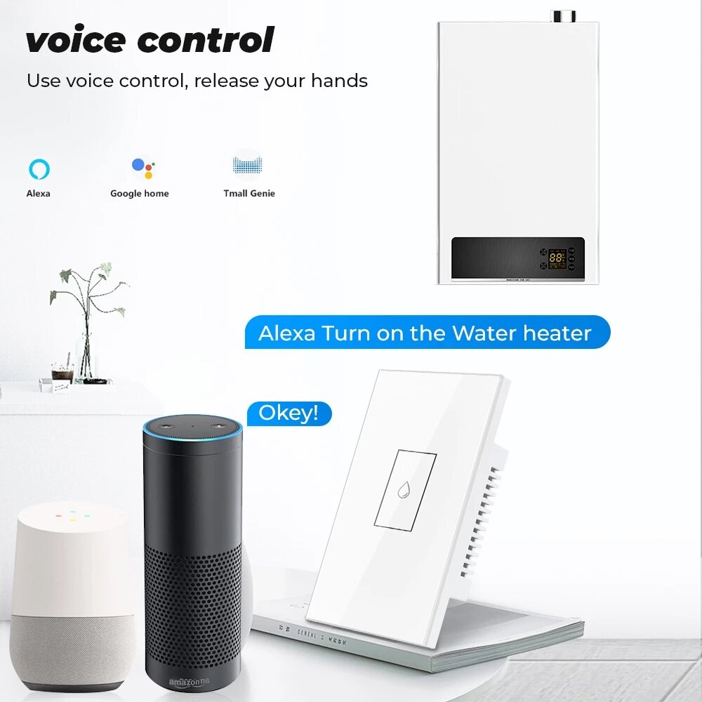 WiFi Smart Boiler Switch US/EU 110V 220V Touch Control Wall Electric Water Heater On Off with Alexa Google Home