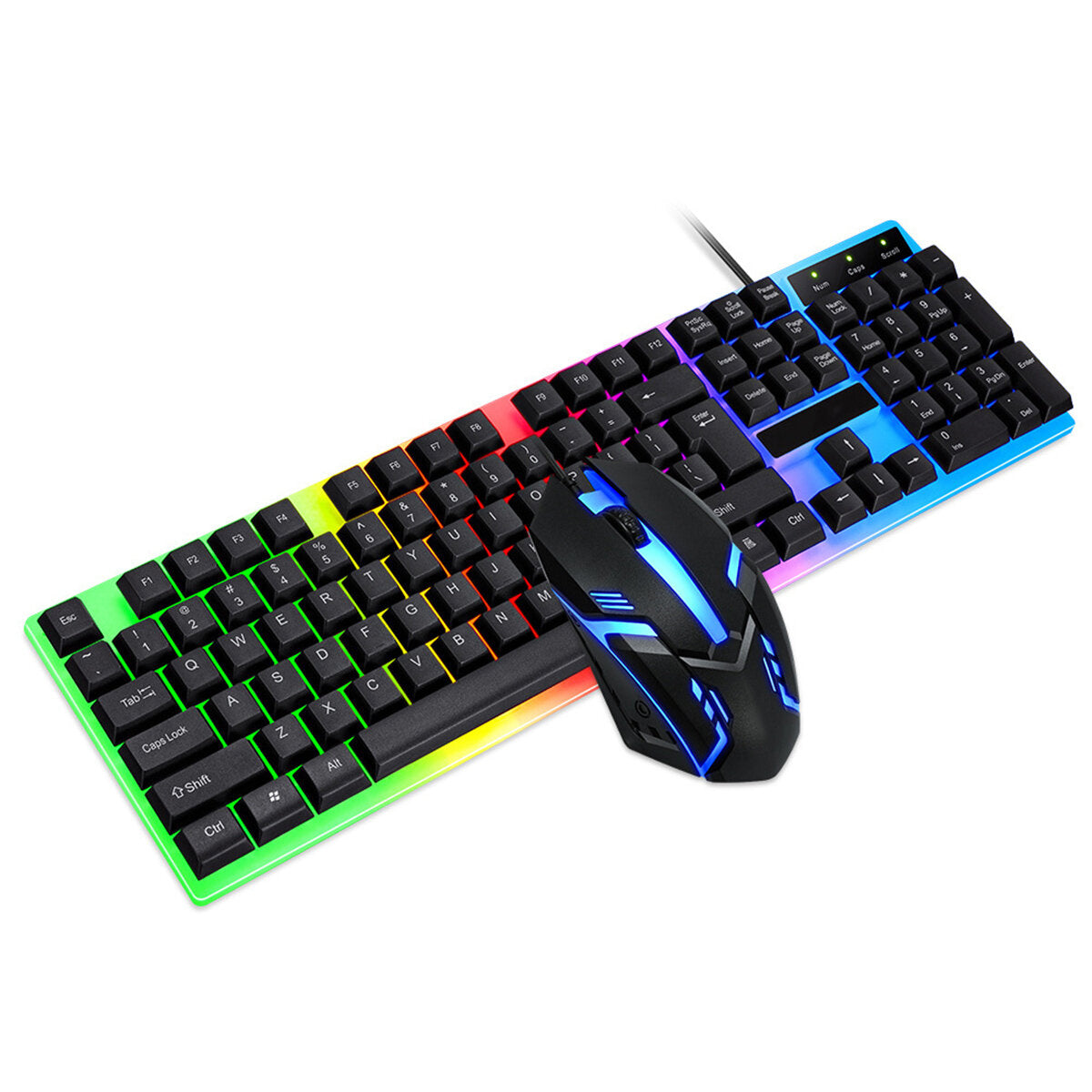 Wired Keyboard & Mouse Set 104 Keys USB Wired Keyboard 2400DPI Mouse RGB Backlit Gaming Keyboard Mouse Combo