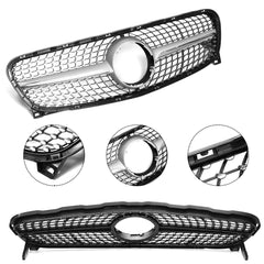 Diamond Front Grille Grill ABS Silver For Mercedes Benz