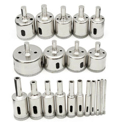 20Pcs Diamond Coated Core Drill Bit Set 3-50mm Hole Saw Cutter for Glass Marble Granite