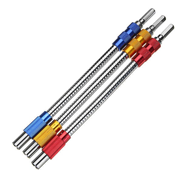 3pcs 200mm Metal Flexible Extension Drill Shaft 1/4 Inch Hex Screwdriver Bit Holder
